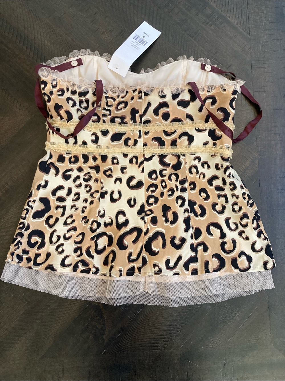 Nanette Lenore Leopard Print Satin Cami Top with Lace Trim - Picture 5 of 6